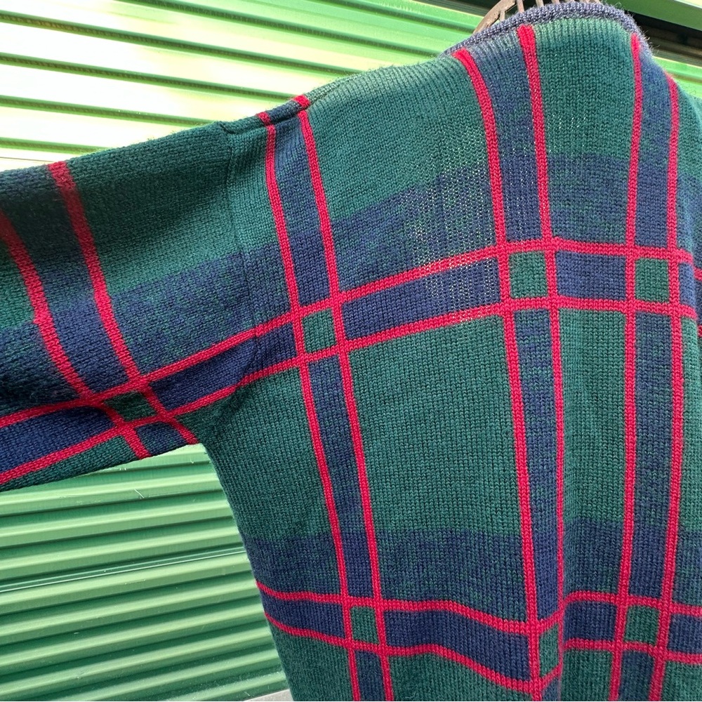 Pendleton Plaid Virgin Wool Cardigan 2X Harvest Cornucopia Embroidery - Picture 4 of 13
